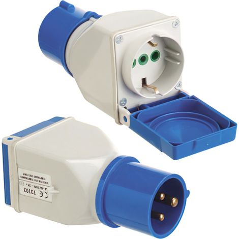 Adaptateur industriel wolfpack cetac-schuko simple avec protection