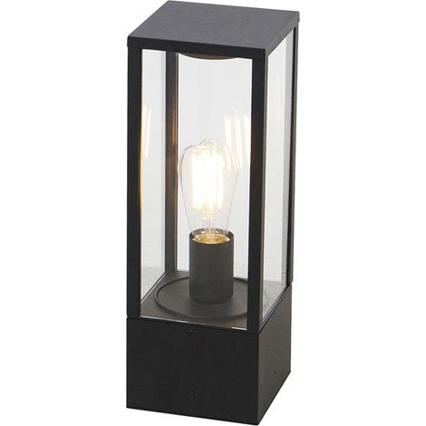 QAZQA Palo da giardino charlois - Design - Alluminio,Vetro - Nero - Allungato E27 Max. 1 x 7 Watt