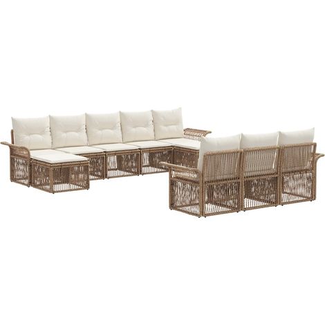 Gartensofa-set 10 pcs Beige Poly-Rattan vidaXL