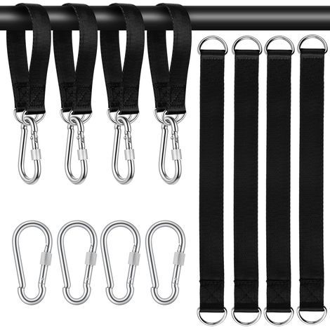 Sangle Hamac Fixation Balançoire Arbre 4 Pcs 30cm Sangles de Suspension pour Balançoire Arbre Réglables AVCE 2 Mousquetons et Anneaux en D Accessoires de Suspension pour Hamac Camping Jardin (1/5)