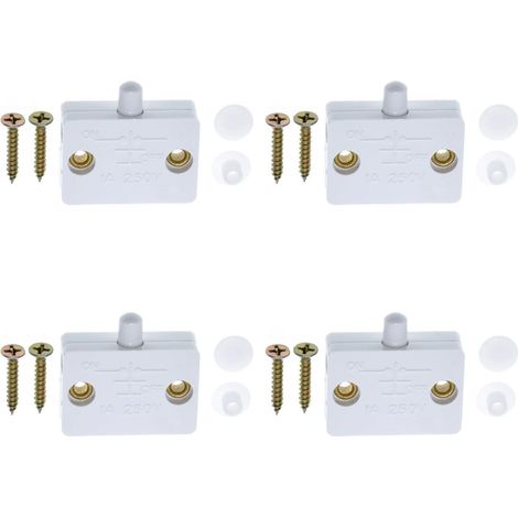 Lot de 4 interrupteur de porte, bouton-pression 230 V, plastique et cuivre, pour armoire cuisine (1/5)