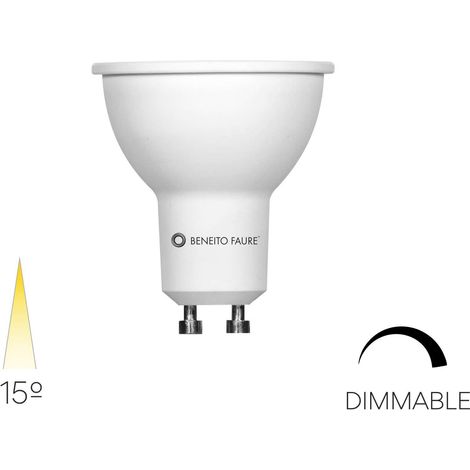 Lampadina LED Dicroica Narrow Dimmable GU10 7W 15º CRI80 3000K 420lm Triac Dimmable Colore Bianco - Beneito & Faure Retrofit Series (1/4)