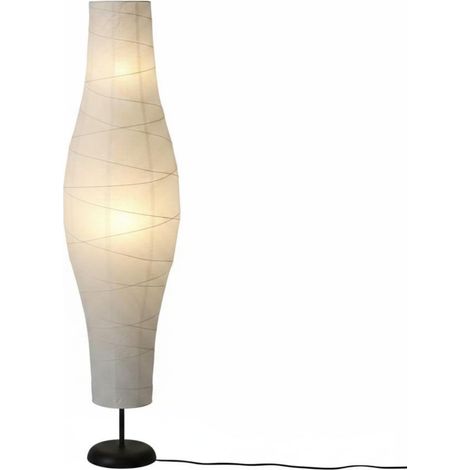 Stehlampe aus Papier, zylindrische Stehlampe, Ambientebeleuchtung, gerippter Lampenschirm, schlanke Silhouette, Komplettset: Lampenkörper + Lampenschirm + Leuchtmittel (1/5)