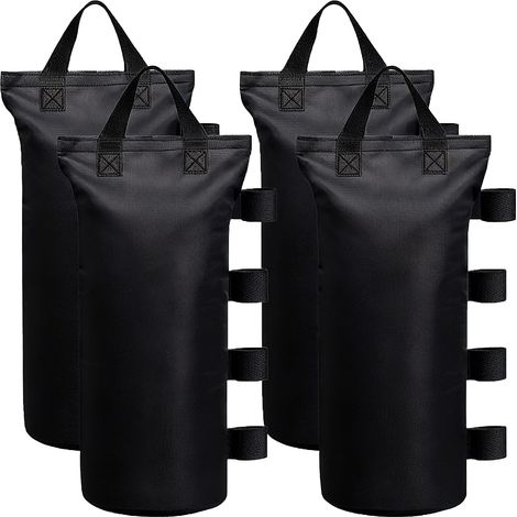 Lot de 4 sacs de poids pour tente pop-up - Sacs de sable pour parasol de terrasse, abri solaire instantané et extérieur - Noir (1/5)