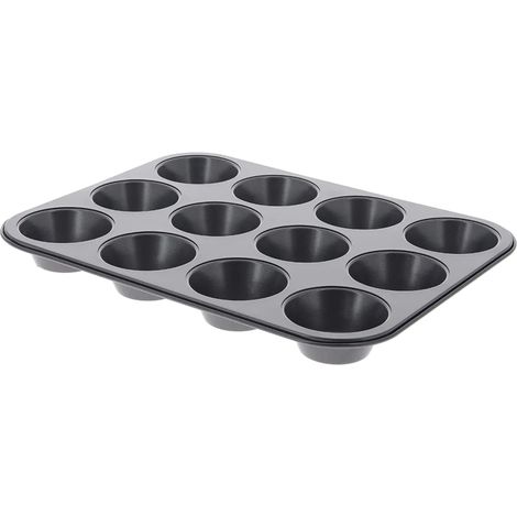1 Plaque à muffins, Acier antiadhésif, 12 empreintes, Cuisson homogène, Four traditionnel