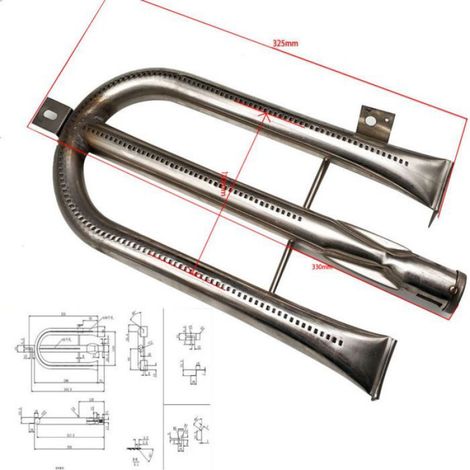 Tubes Barbecue - Acier Inoxydable 304 - Brûleur Gaz 30000 BTU - Usage Intérieur Extérieur - Type U - Lot de 1 (1/4)