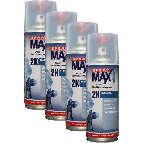 Lot de 4 bombes de vernis de finition - Automobile - Brillant - 2K Spray max - 400ml