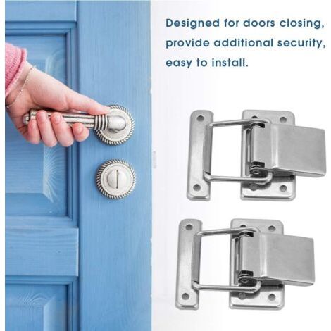 Lot de 2 loquets de porte à ressort en acier inoxydable pour armoire, boîte, tiroir, armoire et trousse médicale (1/3)