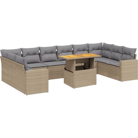 Maison Exclusive - Set de sofás de jardín 11pzas con cojines ratá (1/3)