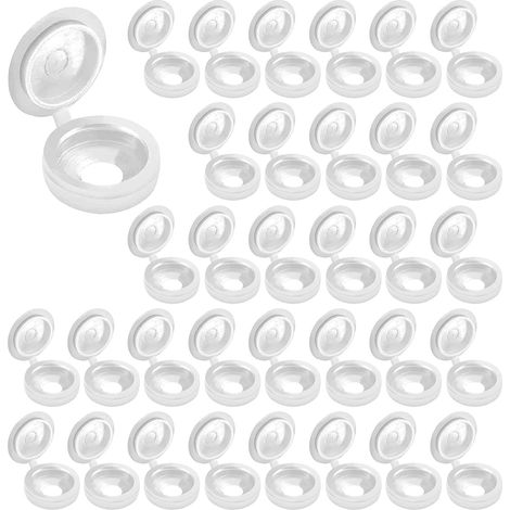 100 Caches Vis Plastique Blancs Ecrous Bouchons Couvre-Vis Protection (1/5)