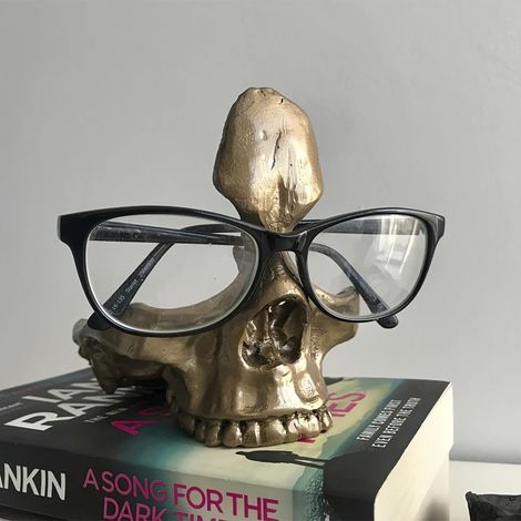 Support Pour Lunettes - Statue De Crâne En Résine - Décoration Halloween Bureau Maison Bar - 1 Pièce