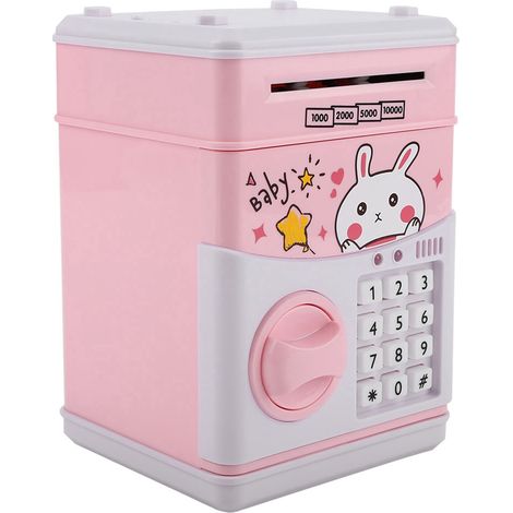 Tirelire jouet, distributeur automatique de billets, tirelire électronique à code, tirelire musicale, cadeau pour enfant (rose)