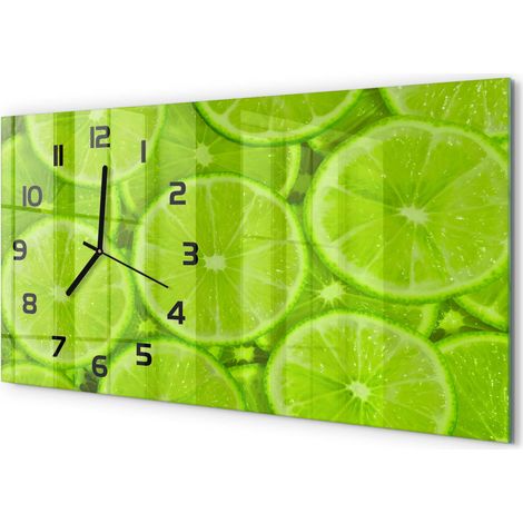 Horloge Murale Maison 60x30 cm Design Panoramique Salon Cuisine Bureau Citrons verts (1/5)