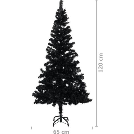 Sapin de Noël Noir artificiel 120 X 65 cm et pied support pour un Noël original. (1/5)