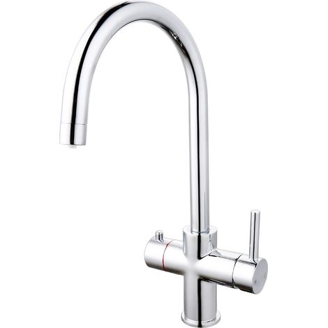 3 in 1 Instant Boiling Hot Water Kitchen Tap Only Curved Cool Touch + Fittings (1/2)