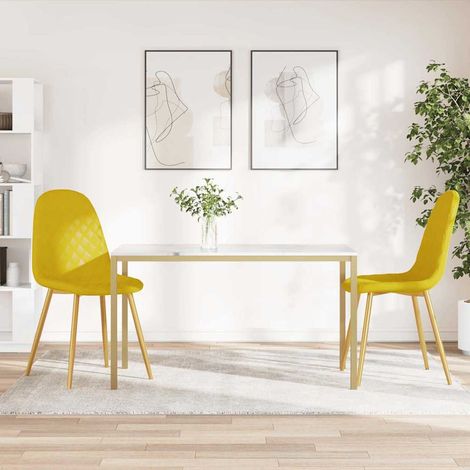 vidaXL Chaises à manger lot de 2 Jaune moutarde Velours (1/5)
