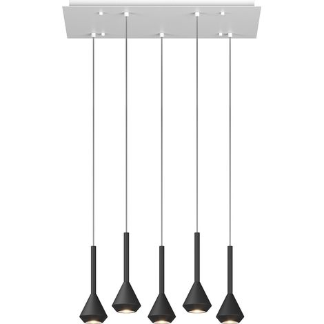 Lampadario Moderno Aygo Metallo Bianco E Nero 5 Luci Gu10