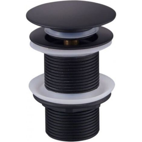 Bonde de lavabo noire sans trop-plein – Laiton de haute qualité – Mécanisme clic-clac – Connexion standard G1¼ – Évacuation rapide (1/5)
