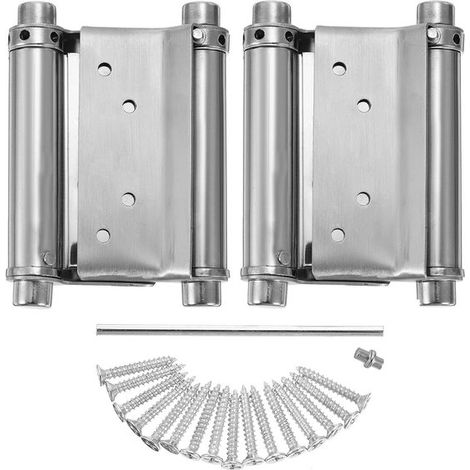 Charnières de porte - 92 x 62 mm - Argent - Acier inoxydable - Charnières pour portes intérieures - Lot de 2 - Charnières à ressort - 7,6 cm (3 pouces) (1/5)