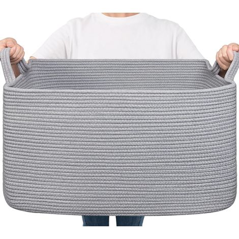 Grand panier de rangement 65 L tressé – Gris