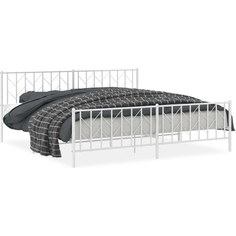 Maison Exclusive - Cadre de lit métal sans matelas et pied de lit blanc 200x200 cm (1/5)