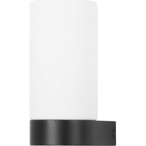 Metà - Aplique de Pared para Baño con IP44 para Bombilla E14 Fabricado en Aluminio Negro y Difusor de Cristal Opal