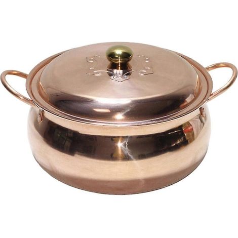 Marmite à soupe double anse en cuivre épais avec fond composite, compatible avec les plaques à induction QAQ (1/5)