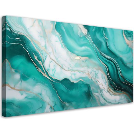 Tableau déco Marbre Turquoise avec or 80x40 (1/5)