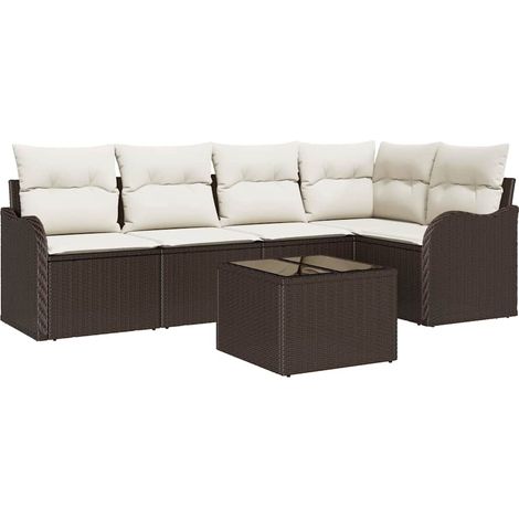 Maison Exclusive - Gartensofa-set mit Speicher 6 pcs Braun Poly-R