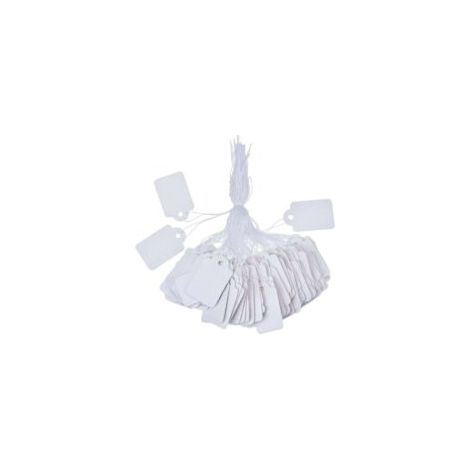 Paquet de 500 (3 x 4.8cm) étiquettes de marquage blanches étiquettes de prix étiquettes de prix étiquettes d'affichage avec ficelle suspendue - Crezuo (1/4)
