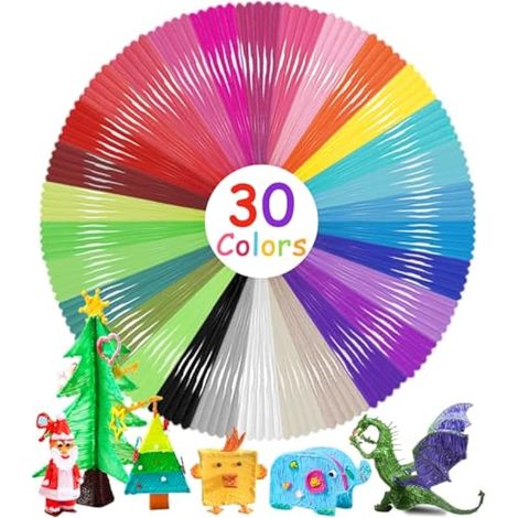 Stylo 3D PLA, 30 couleurs assorties, filament 1,75 mm, total 150 m, pour impression 3D haute température. (1/3)