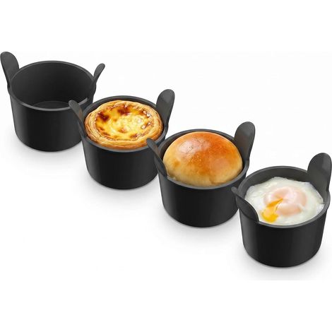 4 moules à œufs pochés en silicone pour friteuse air, antiadhésifs (1/5)