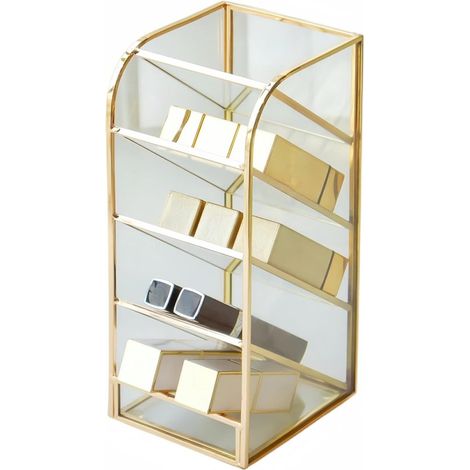 Lippenstift-Organizer Lippenstiftaufbewahrung aus Metall Vintage-Lippenstifthalter Kosmetik-Organizer aus Glas transparenter Lippenstiftständer Gold (1/5)