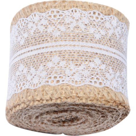 2M dentelle en lin jute, volume décoratif DIY manuel, 2 mètres de ruban en jute linéaire pour bricolage décoration (1/5)