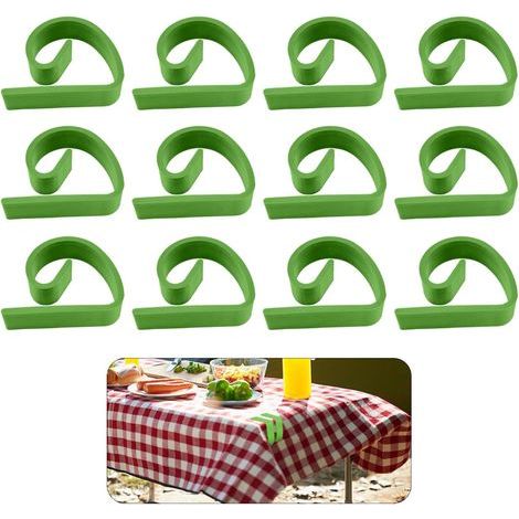 Lot de 12 pinces à nappe vertes, de grand diamètre, coupe-vent, pour l'extérieur, anti-bougement (1/5)