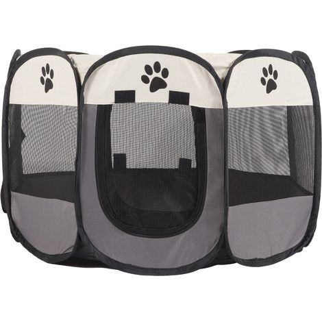 Parc pour animaux de compagnie en tissu Oxford respirant et maille fine, portable et pliable, pour chien, idéal pour l'intérieur, l'extérieur, le camping et les voyages. (1/5)