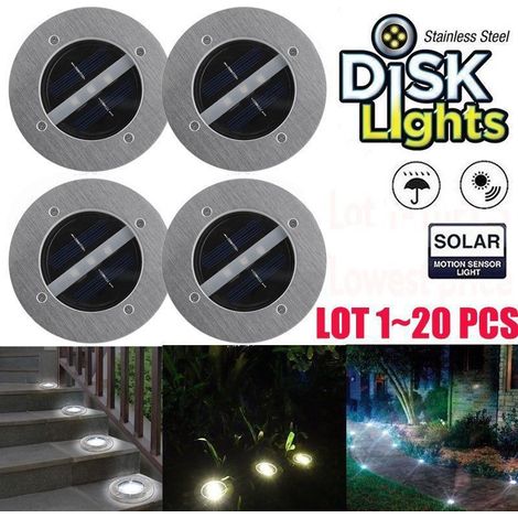 Lampe encastrée solaire en inox, luminaire jardin paysager étanche pour extérieur allée et décoration (1/4)