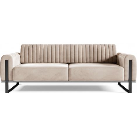 Selsey Parissa - Schlafsofa, Samt Hellbeige schwarze Füße, 228 cm (1/5)