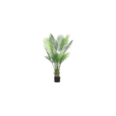 Künstliche Zimmerpflanze, 120 cm, künstliche Palme mit Kunststofftopf und Beflockung, grün