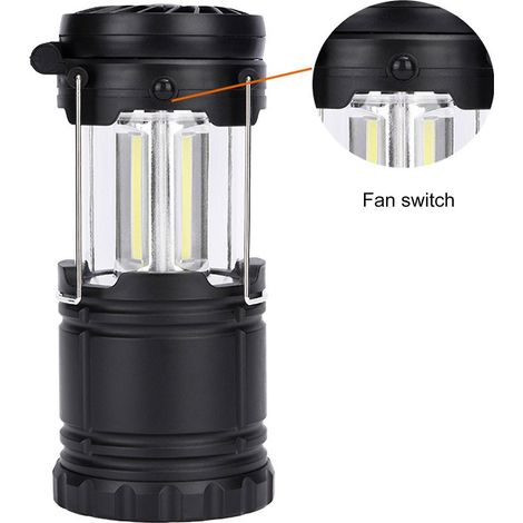 1er-Pack LED-Campinglaterne, zusammenklappbar, 250 lm, mit Ventilator, geeignet für Überlebenssets bei Hurrikanen
