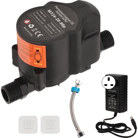 Water Pressure Booster Pump Fully Automatic Low Noise Small Shower Booster Recirculating Pump DC 24V UK Plug 100‑240V