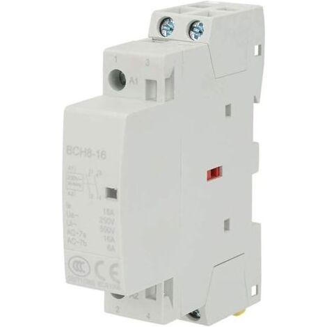 Contacteur 220V AC 2P 16A 220V/230V 1NO 50/60HZ Contacteur AC Domestique Rail Din à Faible Bruit (1/5)