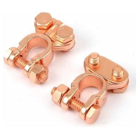 2x Cosse pour borne de batterie Ø 14mm Connexion Connecteur Pince Positif Négatif Tondeuse Tracteur Jardin Entretien Cuivré (1/3)