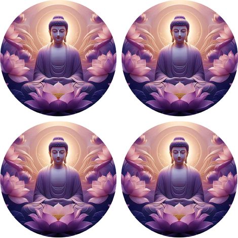 4 dessous de verres violets sagesse de bouddha Cbkreation
