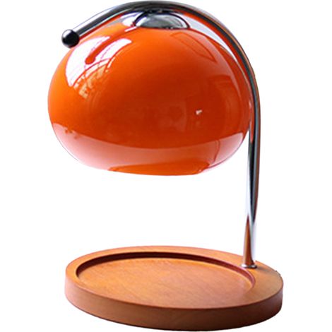 Ortviai Lampe chauffe-cire réglable rétro pour bougies aromathérapie – plateau rond corail, en fer et bois massif (1/5)
