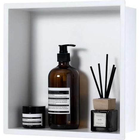 Niche de douche encastrable en acier inoxydable Blanc mat 30 x 30 (1/5)
