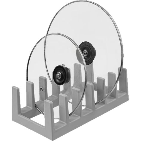 Étagère à assiettes à 6 compartiments - Boîte de rangement pour assiettes - Porte-ustensiles de cuisine - Étagère verticale - Étagère pour couvercles et vaisselle - Gris - 28 x 15 x 9,2 cm - PP (1/4)