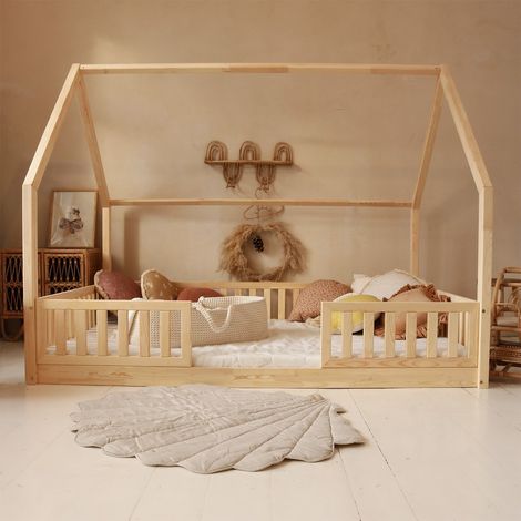 Letto a capanna 140x200 barriere e base incluse piedi 1 cm Daisy Bois