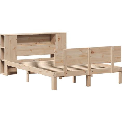Lit bibliothèque sans matelas 135x190 cm bois de pin massif vidaXL (1/5)