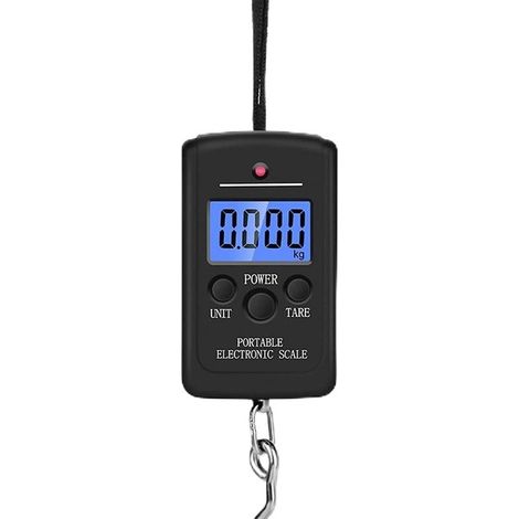 Pèse-personne portable avec écran LCD rétroéclairé 40 kg Balance électronique Pèse-bagages (noir) (1/5)